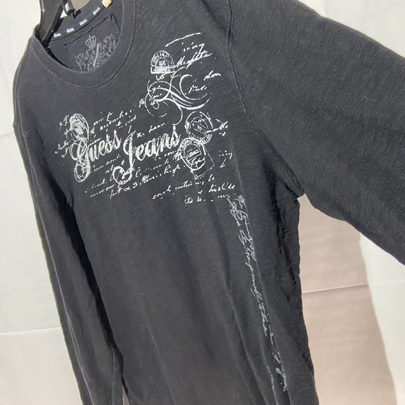 Guess Long Sleeved Black Shirt Mens Medium - Picture 2 of 6